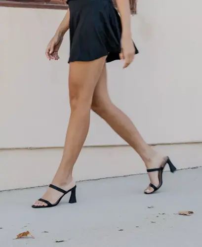 Women's Yorke Two-Band Square-Toe High-Heel Dress Sandals - Black - 9