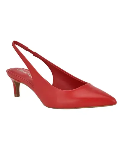 Women's Dainty Kitten Heel Slingback-Red - 1