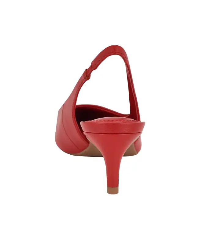 Women's Dainty Kitten Heel Slingback Pumps-Red - 3