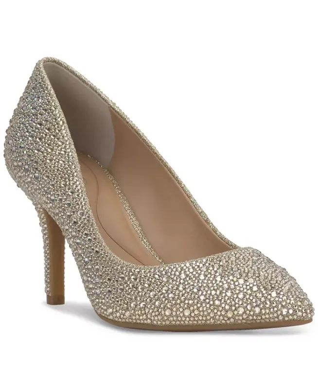 Women's Zitah Embellished Pointed Toe Pumps, Created for Modazone - Gold Bling - I.N.C. INTERNATIONAL CONCEPTS