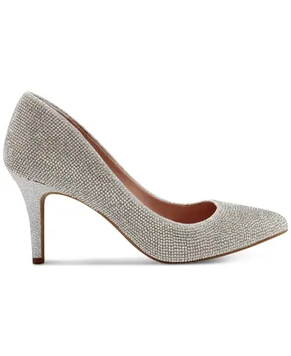 Women's Zitah Embellished Pointed Toe Pumps, Created for Modazone - Silver Crystal - 2