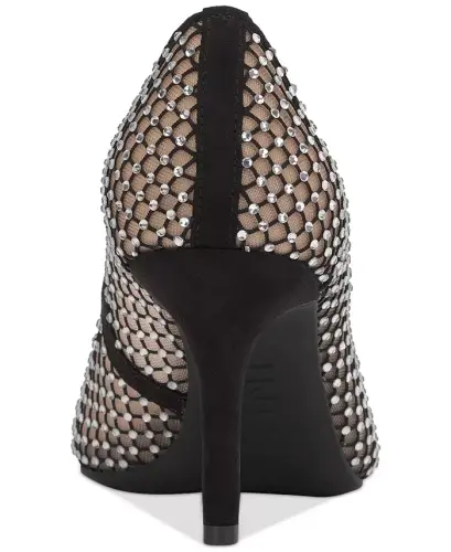 Women's Zitah Embellished Pointed Toe Pumps, Created for Modazone - Black Mesh Bling - 3