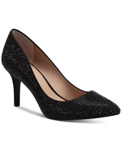 Women's Zitah Embellished Pointed Toe Pumps, Created for Modazone - Black Bling - 1