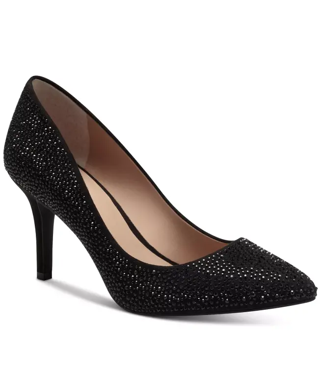 Women's Zitah Embellished Pointed Toe Pumps, Created for Modazone - Black Bling - 1