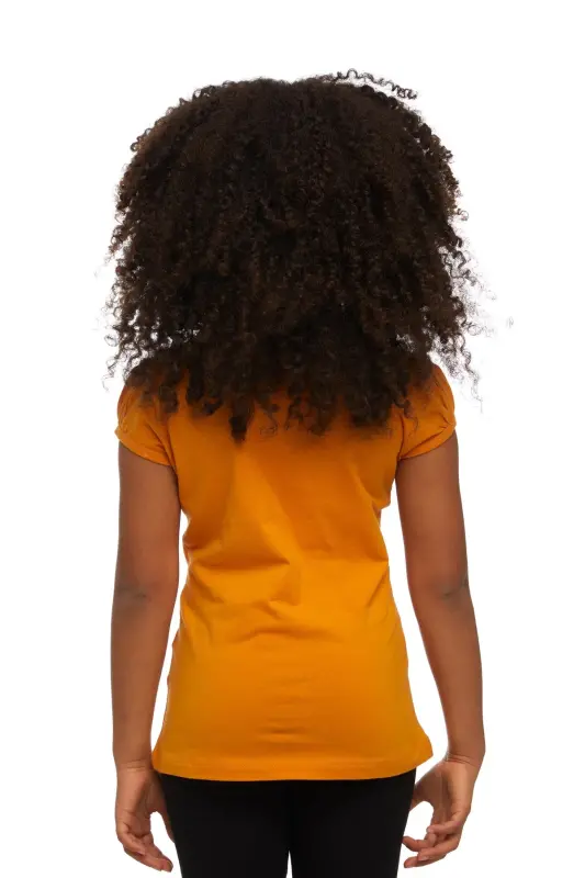 Kadmium Sarı Basic Kız Çocuk Sıfır Yaka Karpuz Kol Tişört-CADMIUM YELLOW - 3