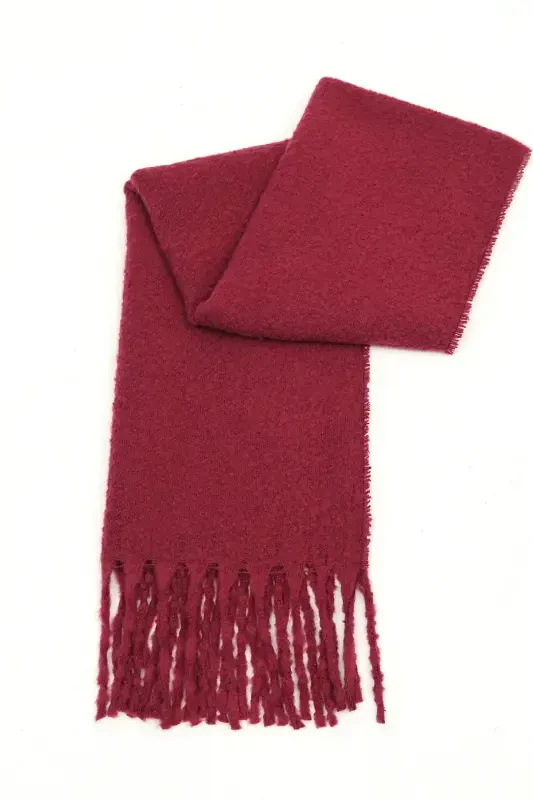Cairo Bouclé 100% Buklet Soft Touch Premium Trend Bordo Atkı-Bordo - 6