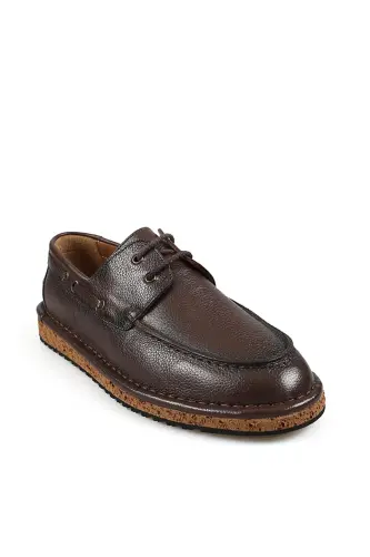 Kahve %100 Deri Bağcıklı Eva Taban Casual Ayakkabı - JAKAMEN (1)