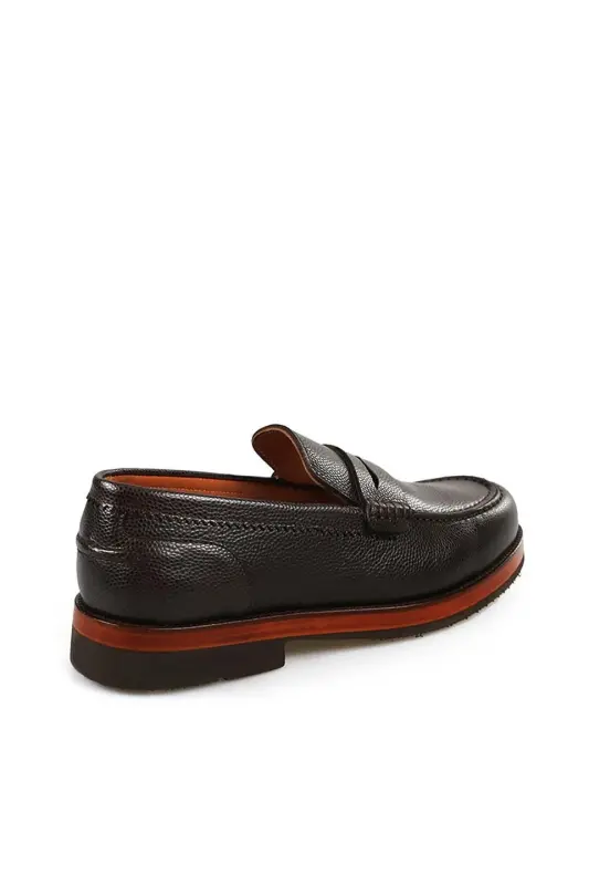 Kahve %100 Deri Loafer Eva Taban Casual Ayakkabı - 1