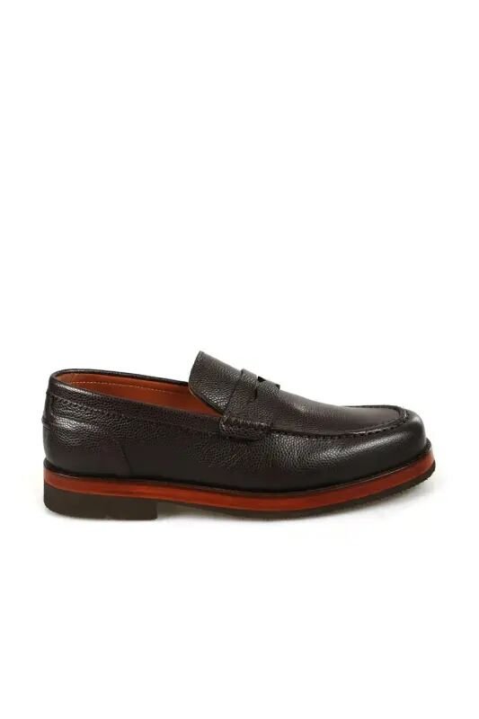 Kahve %100 Deri Loafer Eva Taban Casual Ayakkabı - Jakamen
