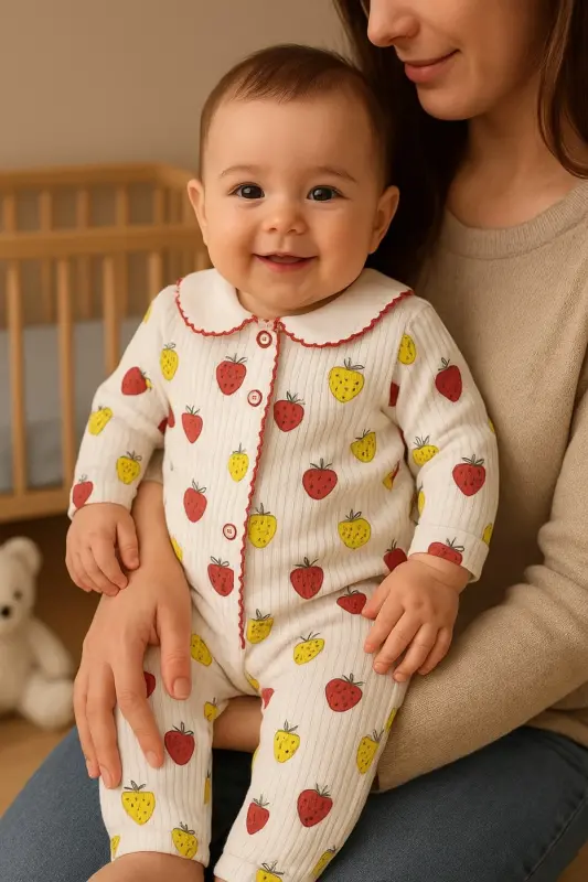 Kahve Ay yıldız bulutlu Pamuk Unisex bebek takım-Kahverengiyıldızlı - 2