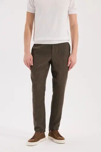 Kahve Comfort Fit Beli Lastikli Jagger Pantolon - 1