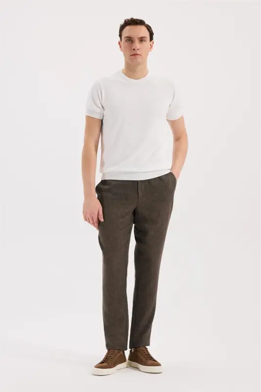 Kahve Comfort Fit Beli Lastikli Jagger Pantolon - 2