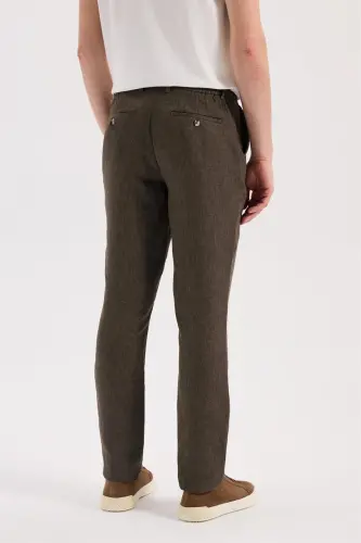 Kahve Comfort Fit Beli Lastikli Jagger Pantolon - 4