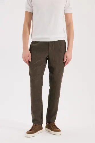 Kahve Comfort Fit Beli Lastikli Jagger Pantolon 