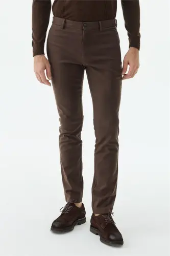 Kahve Comfort Fit Fermuarlı Cepli Kanvas Pantolon - 3