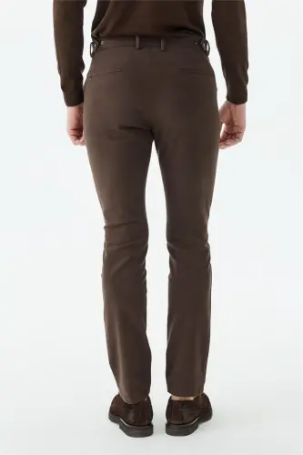 Kahve Comfort Fit Fermuarlı Cepli Kanvas Pantolon - 5