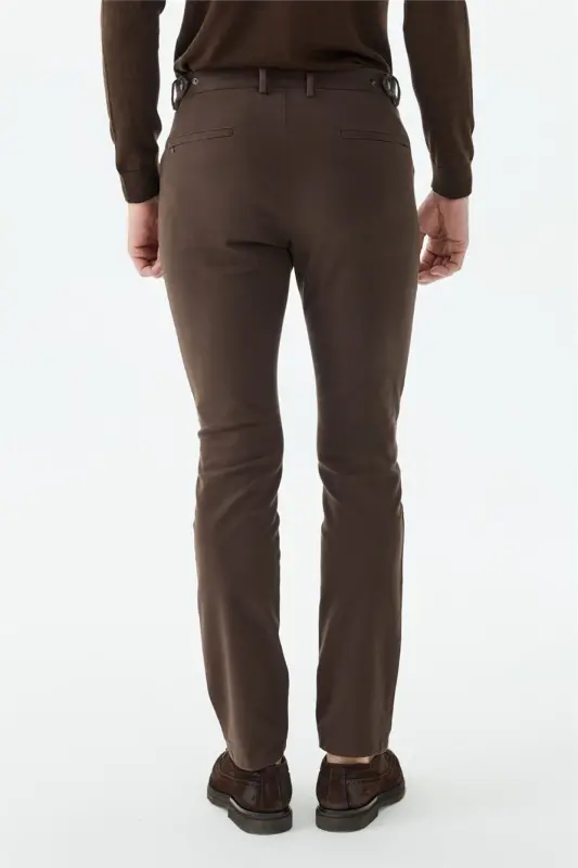 Kahve Comfort Fit Fermuarlı Cepli Kanvas Pantolon - 5