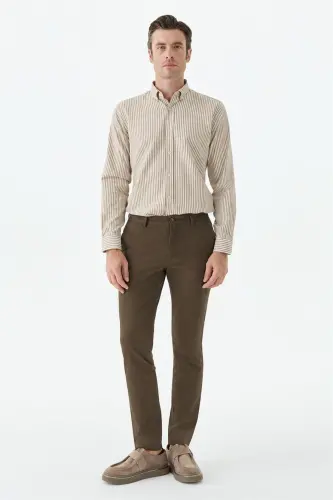 Kahve Comfort Fit Pamuklu Kanvas Pantolon 