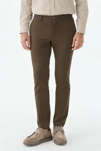 Kahve Comfort Fit Pamuklu Kanvas Pantolon - Jakamen (1)
