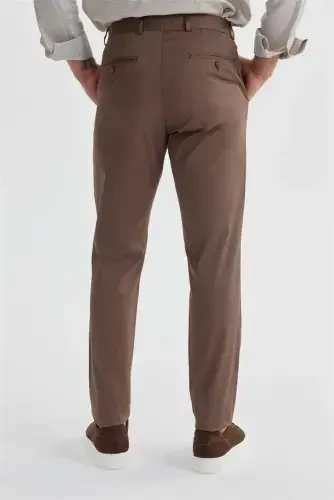 Kahve Comfort Fit Yan Cep Pamuklu Kanvas Pantolon - 4