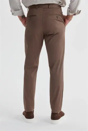Kahve Comfort Fit Yan Cep Pamuklu Kanvas Pantolon - 4