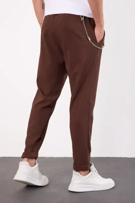 Kahve Hafif Bol Kesim Mevsimlik Jogger Pantolon-KAHVERENGİ - 7