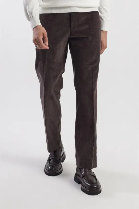 Kahve Regular Fit %100 Pamuk Kadife Pantolon - 2