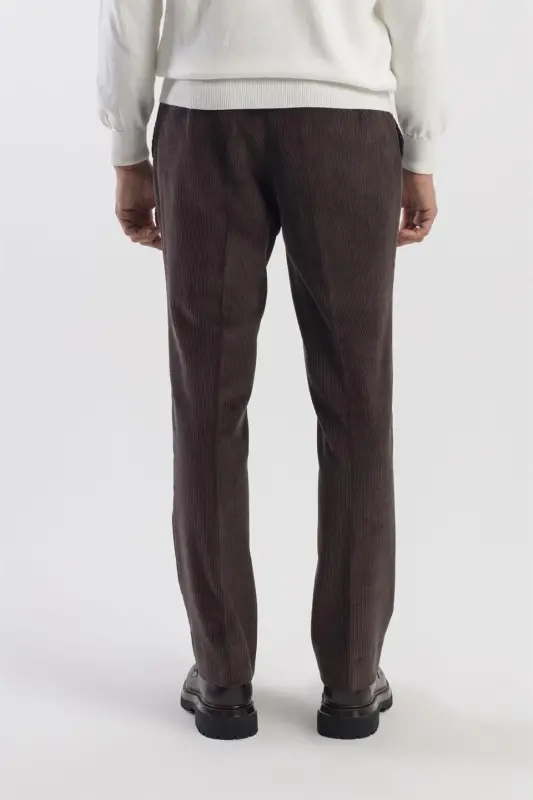 Kahve Regular Fit %100 Pamuk Kadife Pantolon - 4