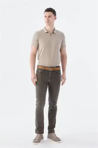 Kahve Slim fit Pamuklu Jean Kot Pantolon - JAKAMEN (1)