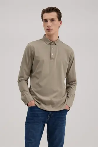 Kahve Slim Fit Polo Yaka Sweatshirt - JAKAMEN (1)