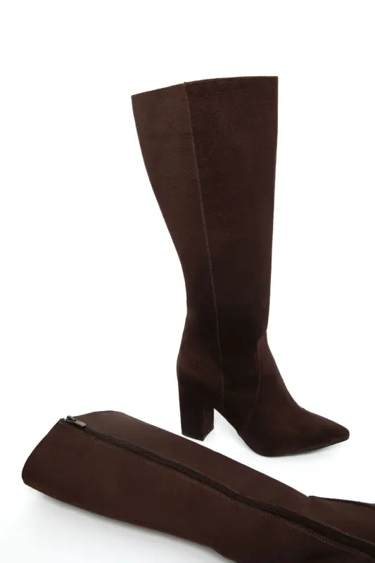 Kahve Süet Kadın Çizme 19956-Kahve - 6