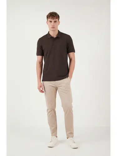 Kahverengi % 100 Pamuk Regular Fit Düğmeli Erkek Polo Yaka Tişört 5902127-Kahverengi - LC WAIKIKI (1)