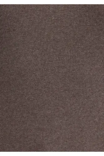 Kahverengi Basic Tişört Fitted / Vücuda Oturan Kesim 1613081-88533-Kahverengi - 7