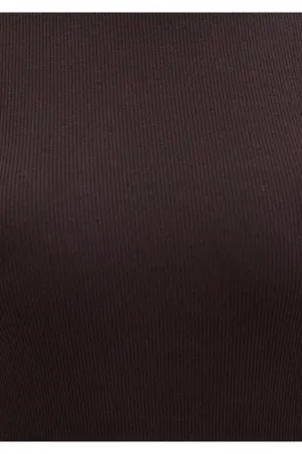 Kahverengi Basic Tişört Fitted / Vücuda Oturan Kesim 1613081-70240 - Kahverengi-70240 - 7
