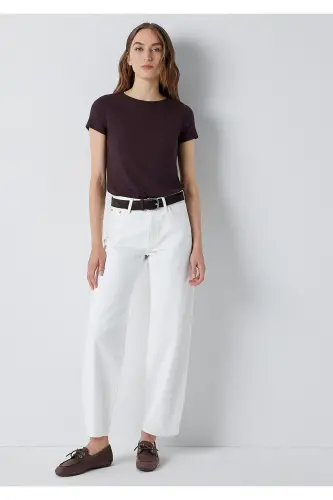 Kahverengi Basic Tişört Slim Fit / Dar Kesim 1612904-90704 - Kahverengi - MAVI (1)
