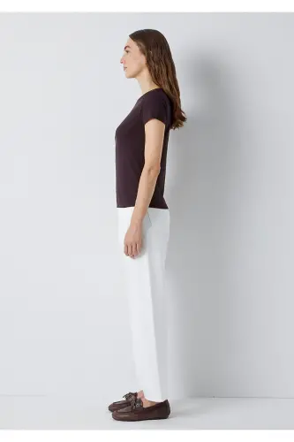 Kahverengi Basic Tişört Slim Fit / Dar Kesim 1612904-90704 - Kahverengi - 4