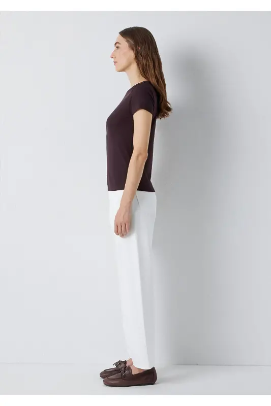 Kahverengi Basic Tişört Slim Fit / Dar Kesim 1612904-90704 - Kahverengi - 4