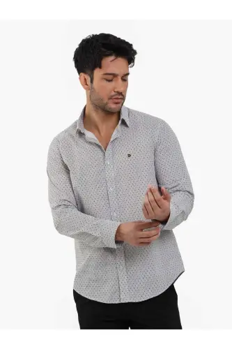 Kahverengi Erkek Slim Fit Pitikare Desenli Brent Yaka Uzun Kol Gömlek - 4