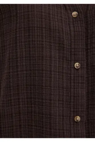 Kahverengi Gömlek Loose Fit / Bol Rahat Kesim 1211114-70236-Kahverengi - 7
