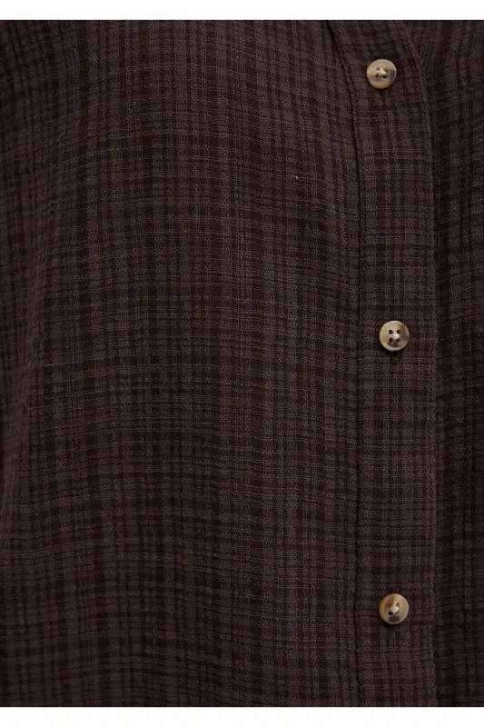 Kahverengi Gömlek Loose Fit / Bol Rahat Kesim 1211114-70236-Kahverengi - 7