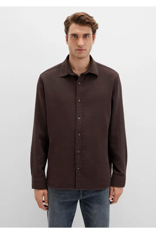 Kahverengi Gömlek Regular Fit / Normal Kesim 0211518-87537-Kahverengi - 3