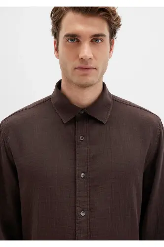 Kahverengi Gömlek Regular Fit / Normal Kesim 0211518-87537-Kahverengi - 5