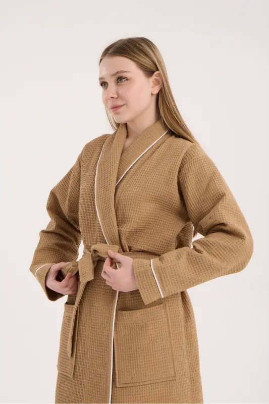 Kahverengi Pike Soho Bornoz - Unisex Bornoz ve Havlu - Kahverengi - 4