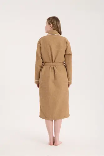 Kahverengi Pike Soho Bornoz - Unisex Bornoz ve Havlu - Kahverengi - 5
