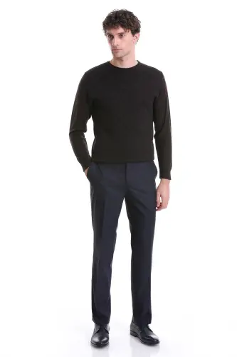 Kahverengi Regular Fit Jakarlı Bisiklet Yaka Yünlü Triko Kazak-Kahverengi - HATEMOĞLU (1)