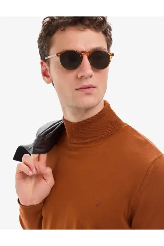Kahverengi Slim Fit Balıkçı Yaka Basic Triko Kazak 50314202-VR040 - Pas - 3