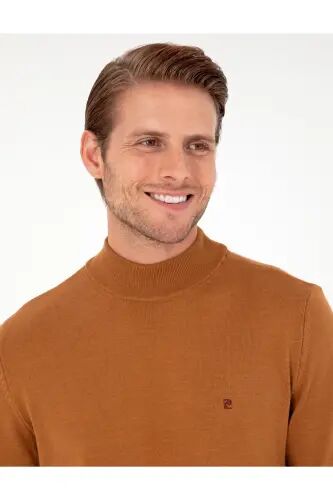 Kahverengi Slim Fit Yarım Balıkçı Yaka Basic Triko Kazak 50296614-VR163 - Kahverengi - Pierre Cardin (1)