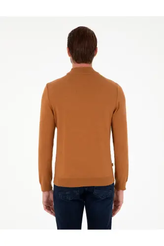 Kahverengi Slim Fit Yarım Balıkçı Yaka Basic Triko Kazak 50296614-VR163 - Kahverengi - 5