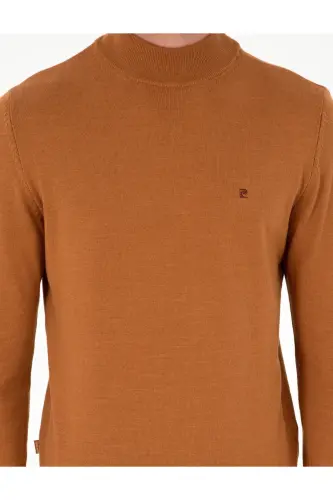 Kahverengi Slim Fit Yarım Balıkçı Yaka Basic Triko Kazak 50296614-VR163 - Kahverengi - 6