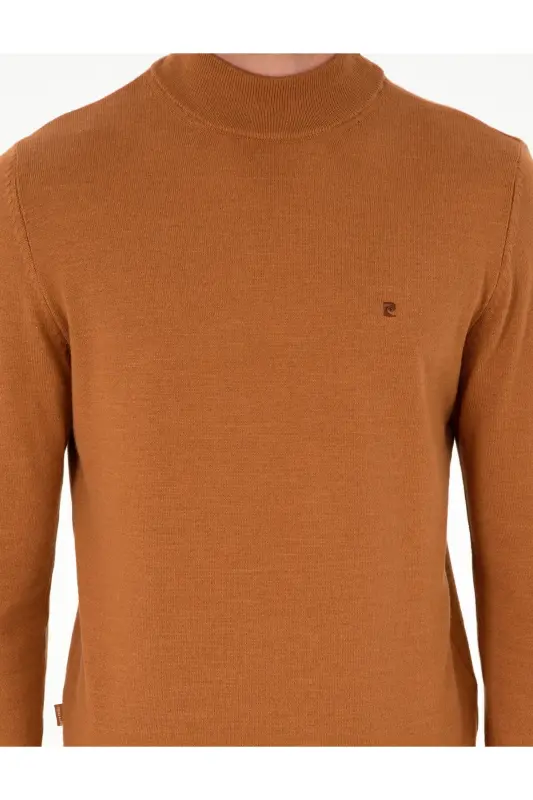 Kahverengi Slim Fit Yarım Balıkçı Yaka Basic Triko Kazak 50296614-VR163 - Kahverengi - 6